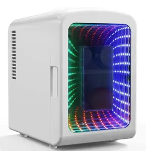 Antarctic Star 4L Mini Compact Refrigerator with LED Gaming Light, Portable AC/DC Small Fridge for Bedroom, Car, Office and Dorm, White