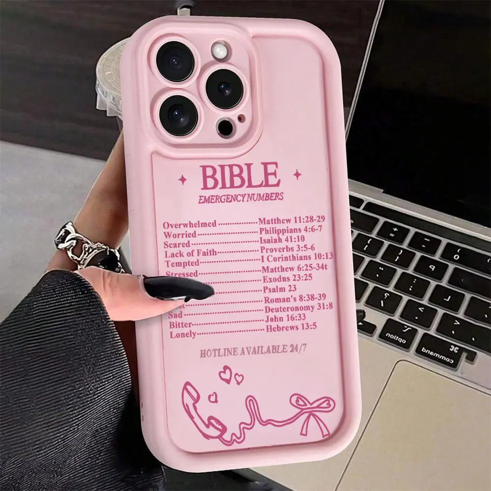Gaozhu Pink Christian Case for iPhone 17 Air 16 15 14 Pro Max 13 12 11 XR XS Plus Shockproof Full Camera Protection Durable slim Silicone Cover Cellphone Smartphone