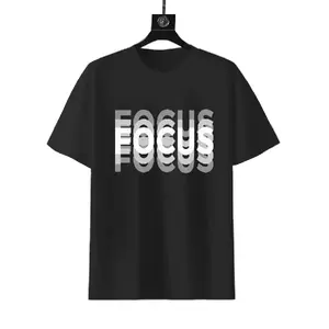 Focus Blur Gradient Typography Graphic T-Shirt Monochrome Stacked Text Effect Motivational Quote Cotton Short Sleeve Tee For Men Women Casual Streetwear