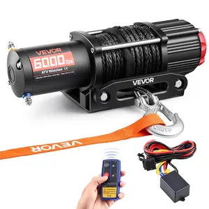 【fathersdaygift】VEVOR 6000 lbs Electric Winch,12V DC ATV/UTV Winch with Φ0.24 in x 49.2 ft Synthetic RopeWireless & Wired Remote ControlIP55 Waterproofwith Fairlead Mount Plate for Towing ATV UTV Off-Road