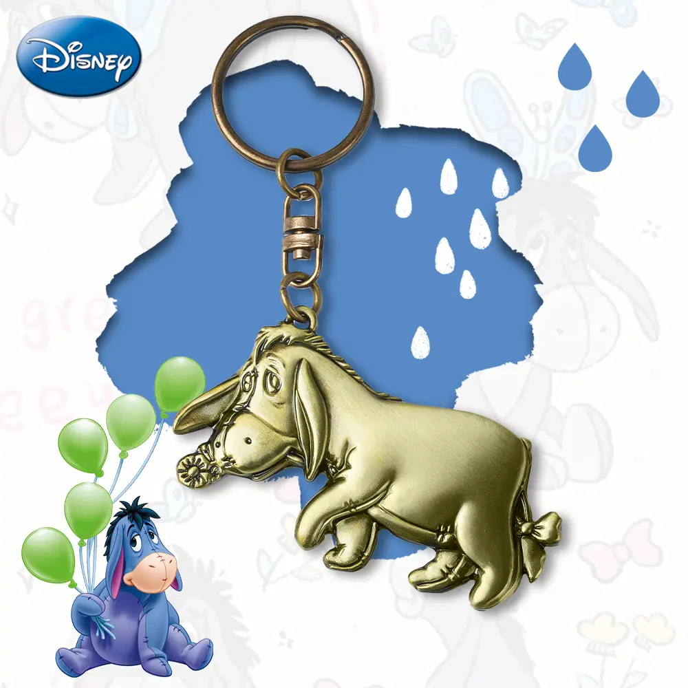 1PC Disney Officially Licensed Eeyore Keychain Metal Pewter Key Rings Metal Cute Cartoon Keychain Bag Decoration Fashion Accessories Key Loss Prevention Christmas Valentine's Day Party Gifts