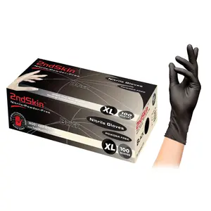 NITRILE GLOVE SIZE XL - 2ndskin Nitrile Exam Gloves Powder Free Black 100/box