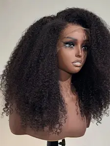 26-Inch Long 180 Density T-Shape Curly Glueless Synthetic Wig, Pre-Styled Baby Hair, Soft Small Curls, Comfortable Daily Wear, Heat Resistant, Breathable, Synthetic Hair Wigs
