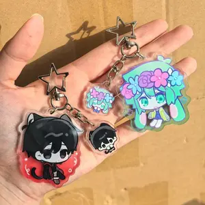 Game Omori Sunny Basil Cosplay Keychain Kawaii Acrylic Keyring Key Chain 2Pcs/set Bag Accessory Ornament Decoration Prop