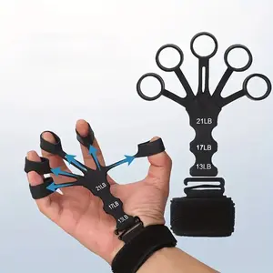 5-Finger Silicone Grip Strengthener - Adjustable Wristband Premium Tool for Hand Flexibility, Recovery - Ideal for Athletes, Rehabilitation Users
