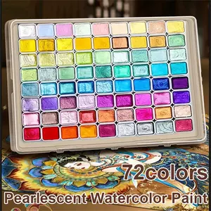 72-color pearlescent watercolor paint set - bright shining, professional coverage, light fastness - flash solid pigment Watercolor Painting Supplies