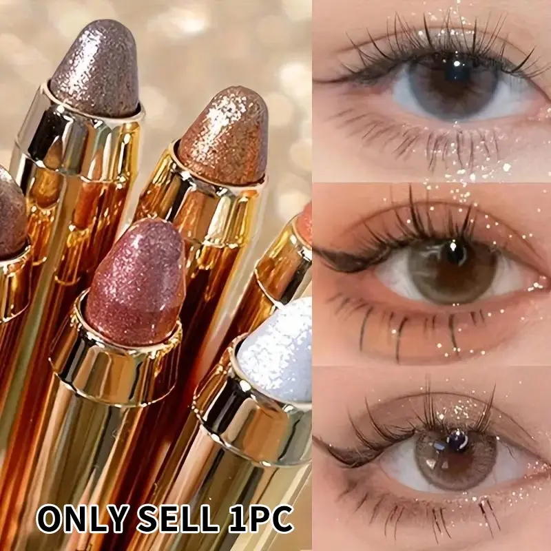 Six-color waterproof high-gloss eyeshadow pen, Glitter Shimmer Eyeshadow, long-lasting sparkling high-gloss effect, natural and long-lasting eye makeup, waterproof and sweat-proof, a portable high-gloss eyeshadow pen, High Pigment, Eyeshadow Stick