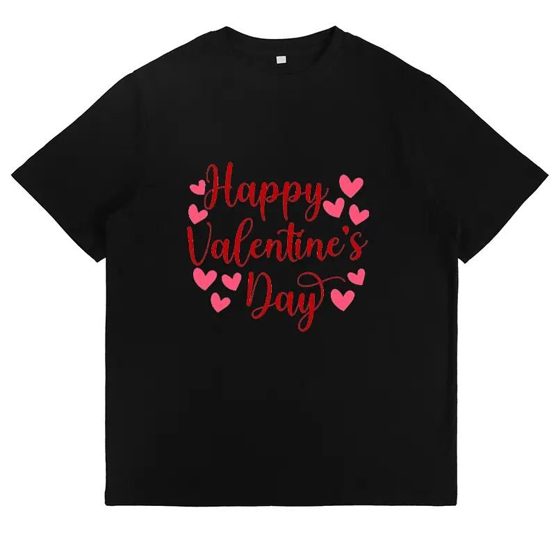 Happy Valentine's Day Graphic Tee Cute Heart Themed T Shirt Valentine’s Outfit Gift For Couples Casual Daily Wear Romantic Valentine Shirt Trendy Graphic Tee For Women Valentine’s Day Gift Idea