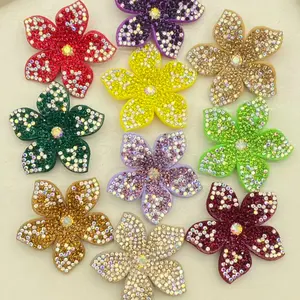 New Arrival Rhinestone Water Drill Sequins Six-Leaf Flower DIY Patch Shoe Hat Decoration Clothing Accessories Pack of 5