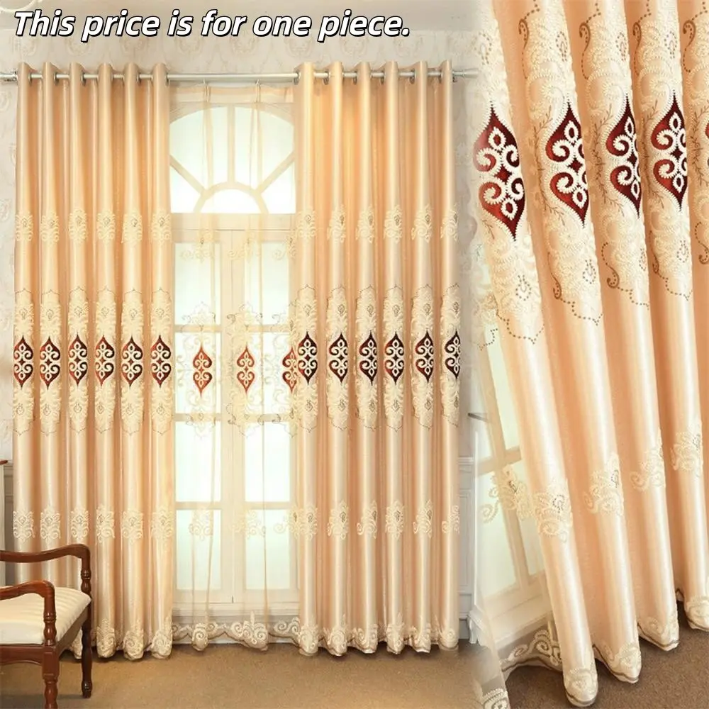 1PC Luxurious European Style Thickened Custom Embroidered Sheer Curtains, Living Room Bedroom Large Window Drapes, Elegant Home Decor
