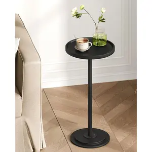 Small Round Side Table, Drink Table for Small Spaces, Pedestal  Table, Thickened Base, for Living Room, Bedroom, Office, Black TBZ30BB