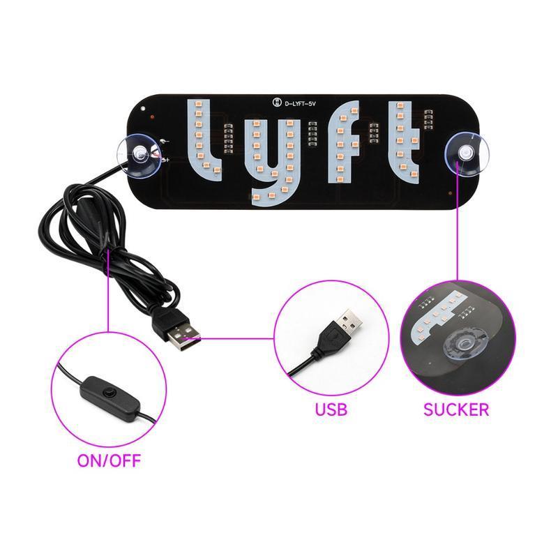 USB LED Car Windshield Light Sign with Suction Cups - Adjustable Brightness Taxi UBER Lyft Sign for Dashboard, Easy Installation Universal Car Accessories with USB Plug for Cars, Trucks, SUVs USB LED Car Windshield Light Sign with Suction Cups - Adjustable Brightness Taxi UBER Lyft Sign for Dashboard, Easy Installation Universal Car Accessories with USB Plug for Cars, Trucks, SUVs