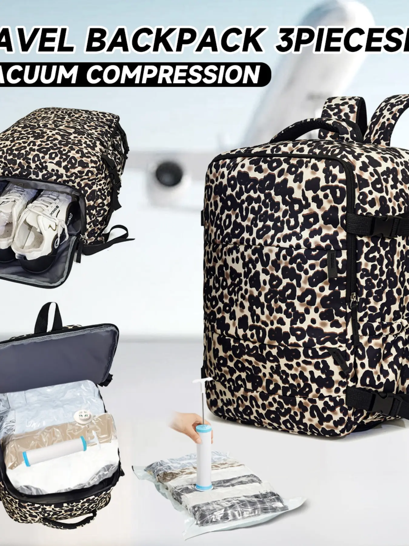 Large Capacity Expandable Travel Backpack, Adjustable, Vacuum Compression Bag, Vacuum Compression Backpacks, Fits Easyjet Airline, 40x32x22 Cm, Anti-Theft Pocket Design, Easyjet Approved Backpack, Expandable Luggage Backpack, Airplane Backpack