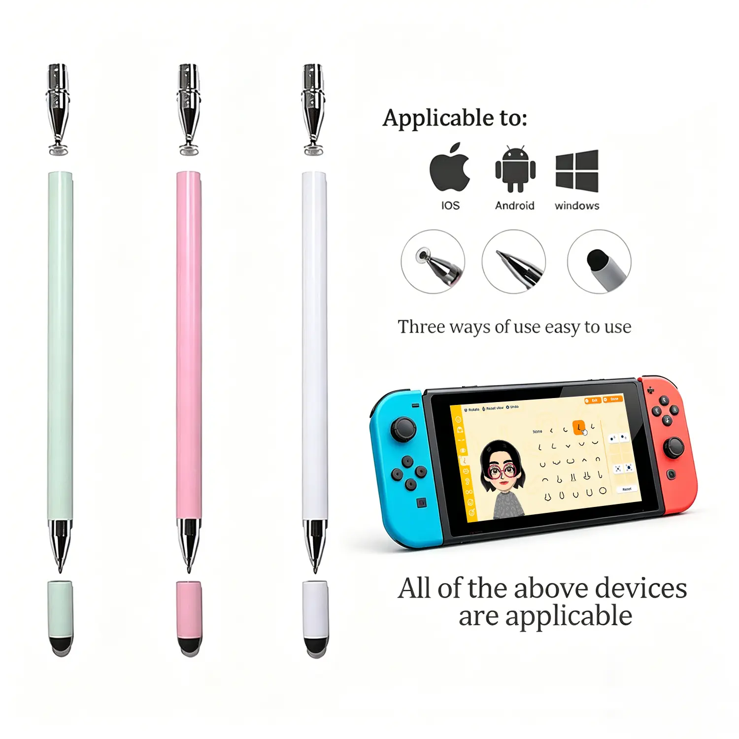 3-in-1 Universal Stylus Pen for Touchscreens, High-Sensitivity & Precision Capacitive Stylus Pen for iPad, Compatible with All Touchscreens on iPad，iPhone, Android, Switch,Samsung Galaxy, and Tablets | TikTok Shop | Father's Day Gift BackToSchool, Tablet