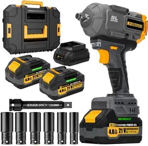 1500Nm Impact Wrench, 1/2" 1107ft-lbs Cordless Impact  with 2 x 4.0Ah , 21V High Torque Power Impact Driver with 6 Sockets,Pistola Llave De Impacto for  RV  Heavy Construction