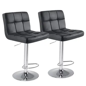 Adjustable Swivel Bar Stools Set of 2, PU Leather Counter Height Chairs with Backrest for Kitchen Counter