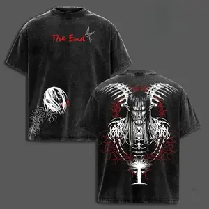 ''The End'' Eren Yeager T-Shirt Attack on Titan Anime Graphic Tee Final Season Oversized Acid Washed Cotton Shirt Anime Streetwear Casual Menswear Anime Merch Gift for Anime Fans AOT Lover