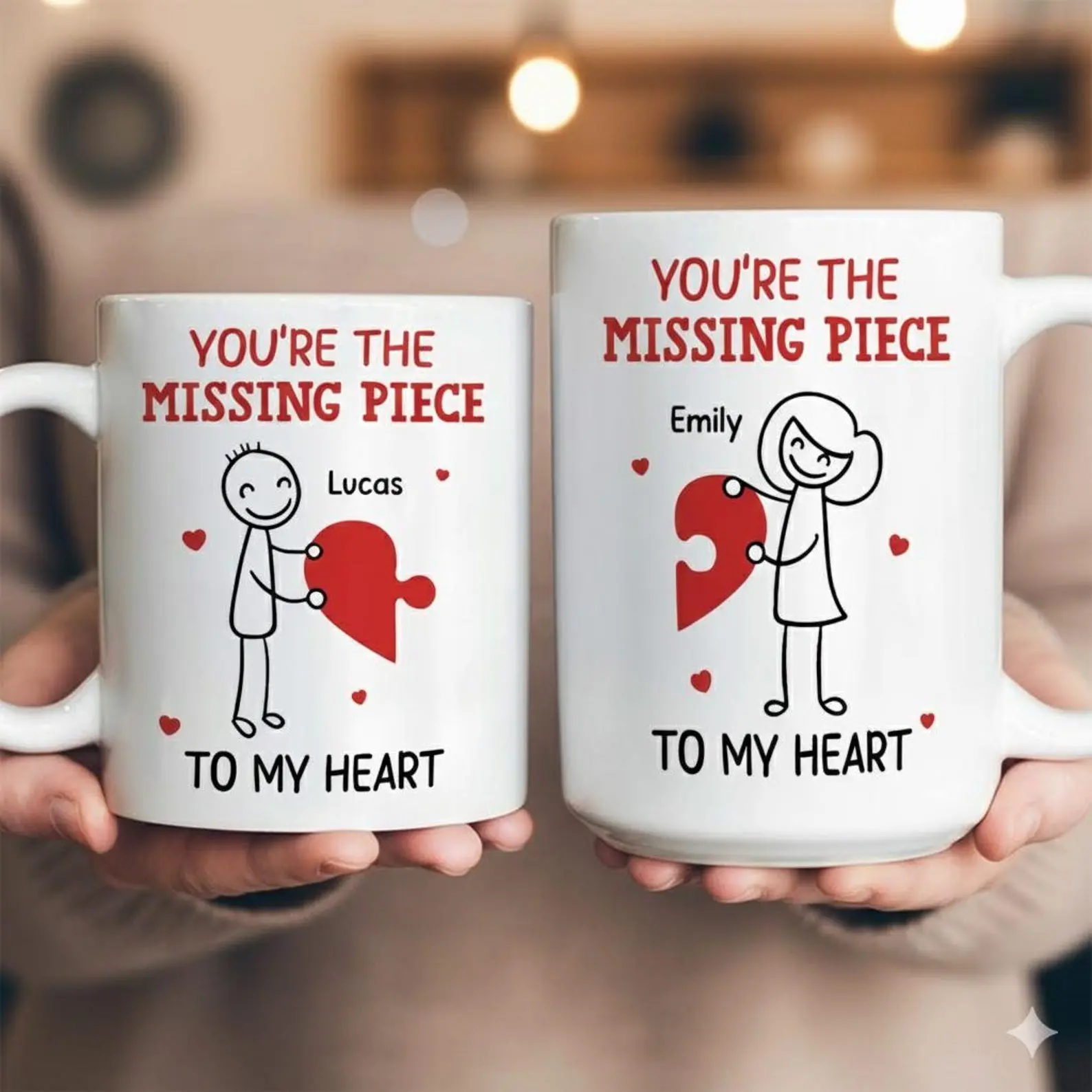 Personalized Couple Mug, You’re the Missing Piece Mug, Custom Name Love Mug, Cute Couple Coffee Mug, Valentine Day Gift, 11oz 15oz Ceramic