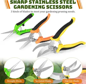 3pcs set of gardening supplies and equipment tools, durable gardening pruning scissors, easy to cut fruit stems, easy ergonomic design - advanced manual pruning tools and multifunctional gardening toolkits