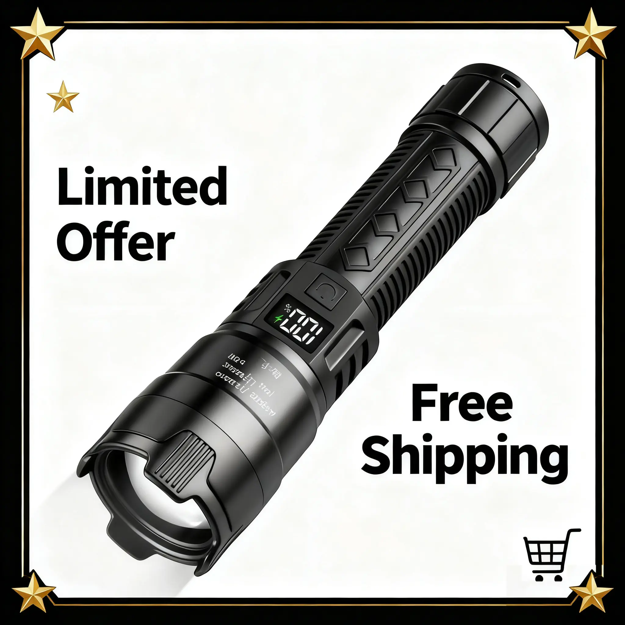 Ultra Bright USB Rechargeable LED Torch, High Lumen Flashlights, Tactical Compact Design, 800mah Lithium Battery, Adjustable Focus, Outdoor Essentials