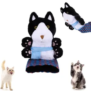 Cat Toy Puppet Interactive Cat Hand Puppet Ergonomic Stuffed Animal Toy Plush Cat Hand Toy for Boredom-Busting Training
