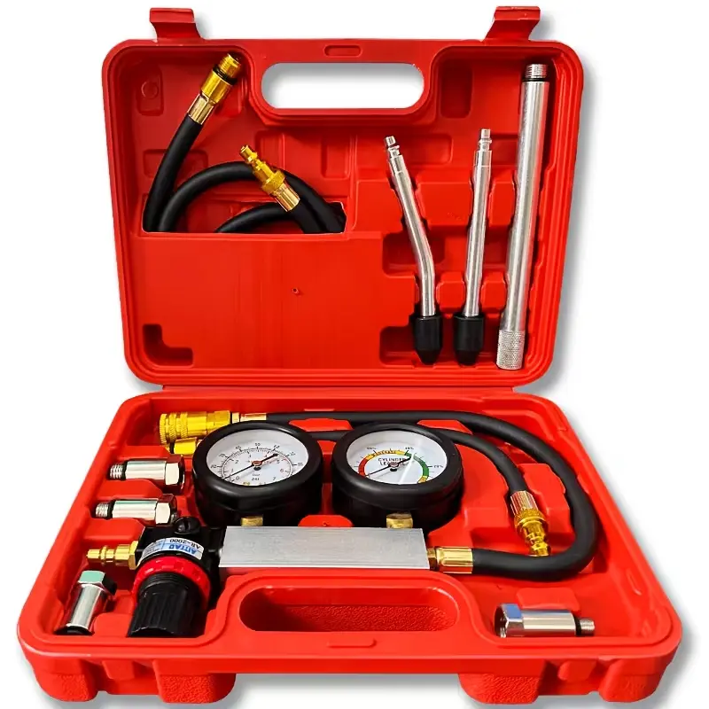 Upgraded TU-21 Vehicle Cylinder Side Leak Detector with Double-Pull Extension Rod Accessory, Engine Pressure Gauge for Leak Detection, Universal Propane Tank Gauge with Adapter for BBQ Gas Grills