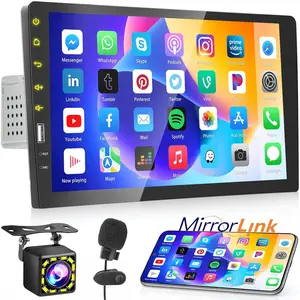 9 Inch Car Stereo Single Din Radio HD Touch screen with Camera, Multimedia Car Audio Support Bluetooth Mirror Link, Hands-Free Call, FM Radio, EQ Settings+Microphone