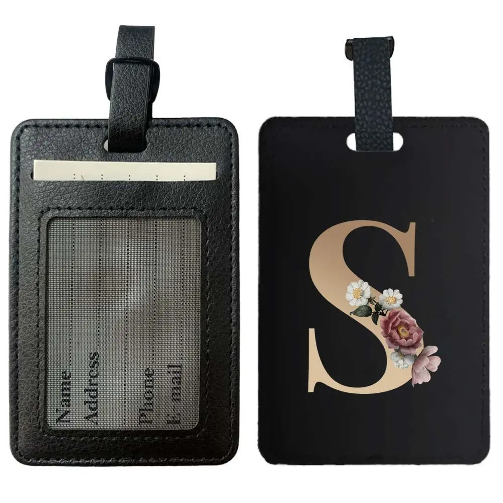 Letter Pattern PU Leather Luggage Tag, Durable Suitcase & Travel Bags Identification Baggage Bag Tag, Portable Boarding Handbag Identifier Label, Durable Travel Accessory, Travel Accessories, Traveling Essentials
