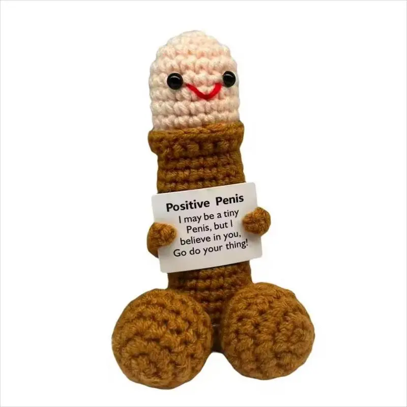 Handmade Crochet Figure Doll - Soft Knitted Stuffed Animal with Positive Card, Women's Christmas/Birthday Gift for Office Desk Decoration, Cute Stuffed Animal, Amigurumi Gift, Gifts For Women, Unique Gifts