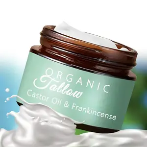 Organic Grass Fed Beef Tallow with Frankincense Oil & Castor Oil Hydrating Moisturizing Face Cream for Radiant Skin Care Balm