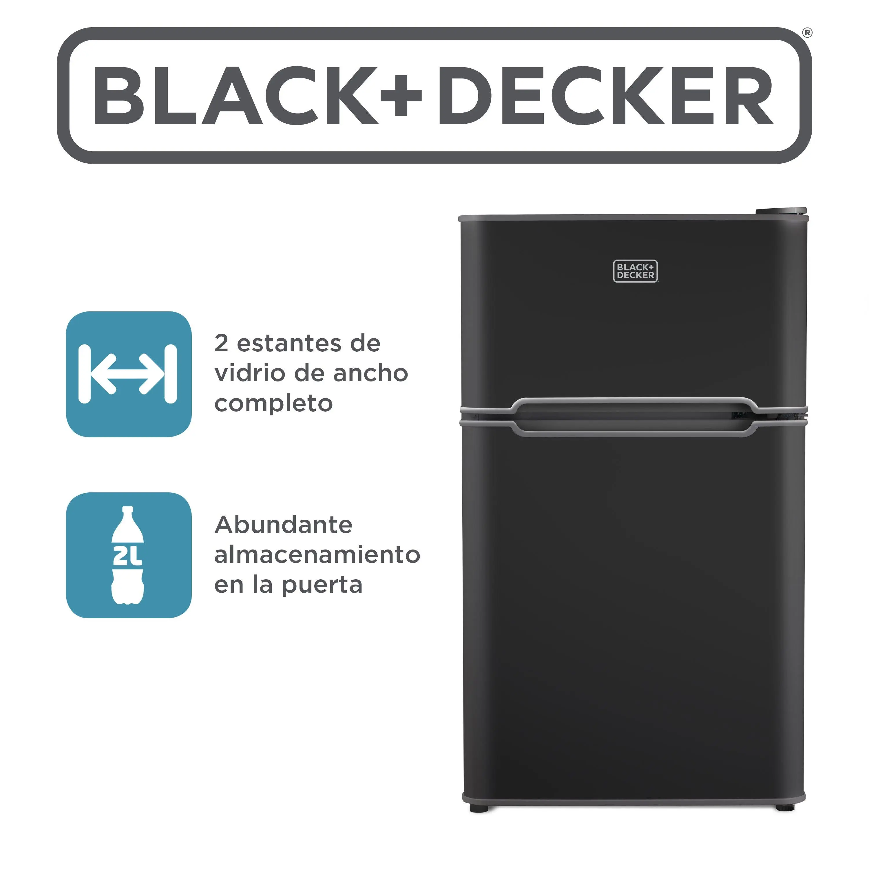 BLACK+DECKER 3.1 Cu. Ft. Compact Two Door Refrigerator with Freezer, ENERGY STAR Certified Mini Fridge, 0.9 Cu. Ft. Freezer, Interior Light, R600a Refrigerant