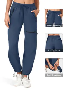 Women's Hiking Pants Runner Pants Quick-Dry Lightweight, Comfortable Elastic Waist Drawstring, Zipper Pockets Suitable for All Seasons Outdoor Activities