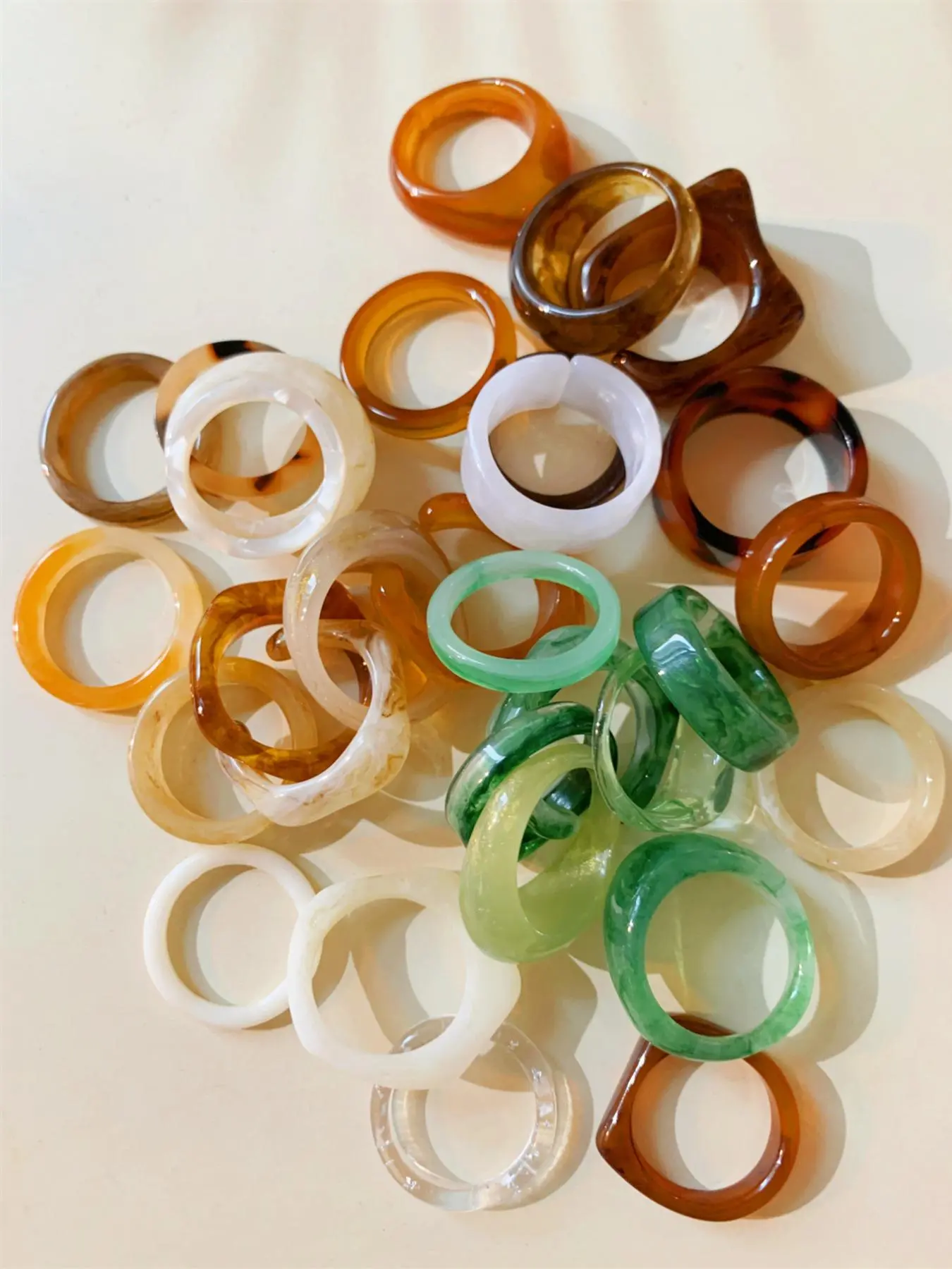 Summer Minimalist Vintage Style Halo Staining Design Irregularity Large Resin Stackable Finger Rings Set, Fashion Rings, New Style Funky Unique Accessories for Women & Girls, Vintage Rings Jewelry, I Love My Girlfriend Gifts