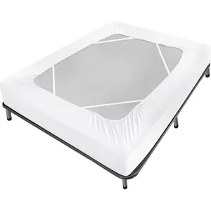 Box Spring Cover Queen Size Bed Skirt Wrap 4 Side of The Mattress, Stretch & Snug Fit, Ultra Soft, Wrinkle Free, Replacing Bed Skirts for Hotel and Home, White