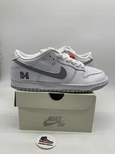 Nike SB Dunk Low Supreme 94 White Metallic Silver