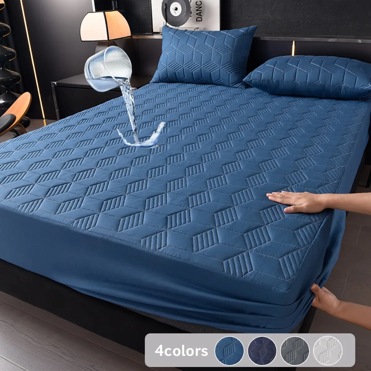2/3 Piece Waterproof Mattress Protector Set, Waterproof Bed Pads, Mattress Cover, Mattress Pad - Includes Fitted Sheet with Deep Pocket, Soft, Noiseless, Breathable, Stain-Resistant, Machine Washable, with Pillowcases for Bedroom, Dorm