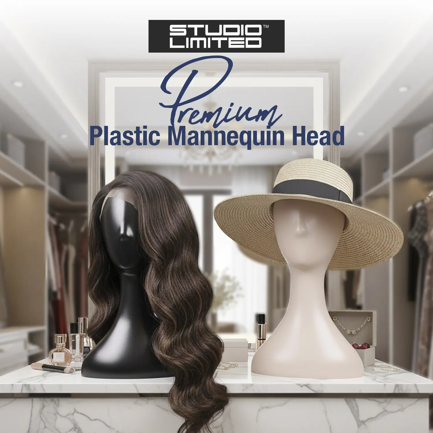 6 PACKS!! Studio Limited Plastic Mannequin Head_Black/Nude