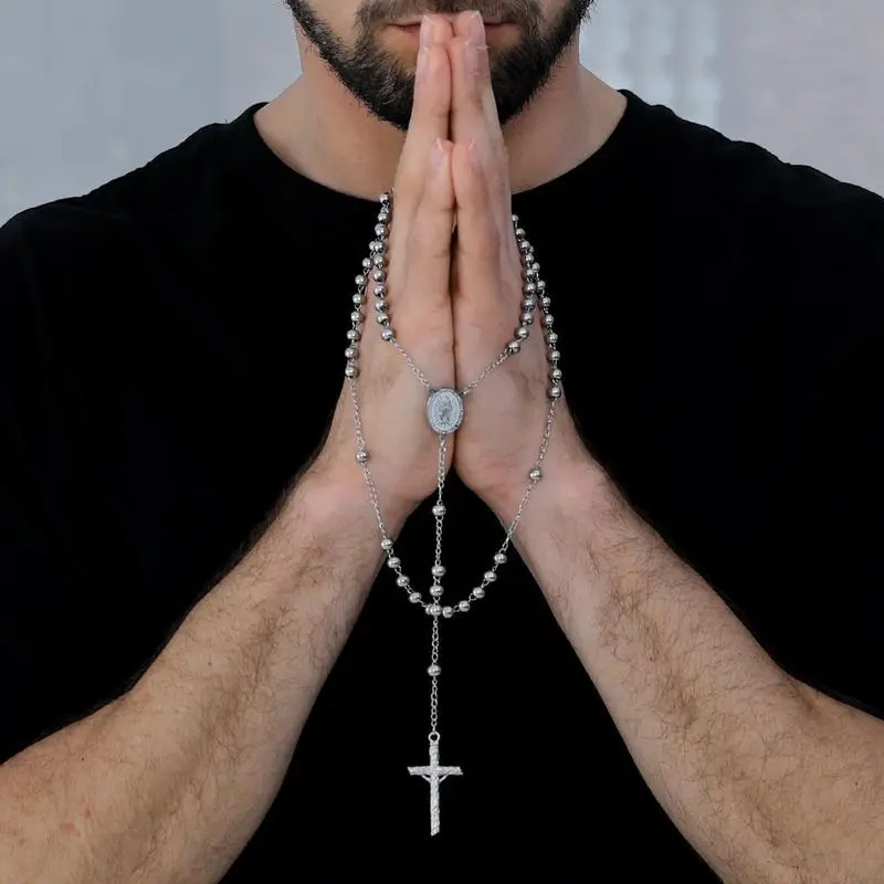 Prayer Rosary Necklace Jesus Cross Crucifix Pendant St. Benedict/ St. Michael/St. Christopher/Virgin Mary Medal Pendant Silver/Golden/Black Stainless Steel Necklace Gifts for Women MenGift Prayer Rosary Necklace Jesus Cross Crucifix Pendant St. Benedict/ St. Michael/St. Christopher/Virgin Mary Medal Pendant Silver/Golden/Black Stainless Steel Necklace Gifts for Women MenGift