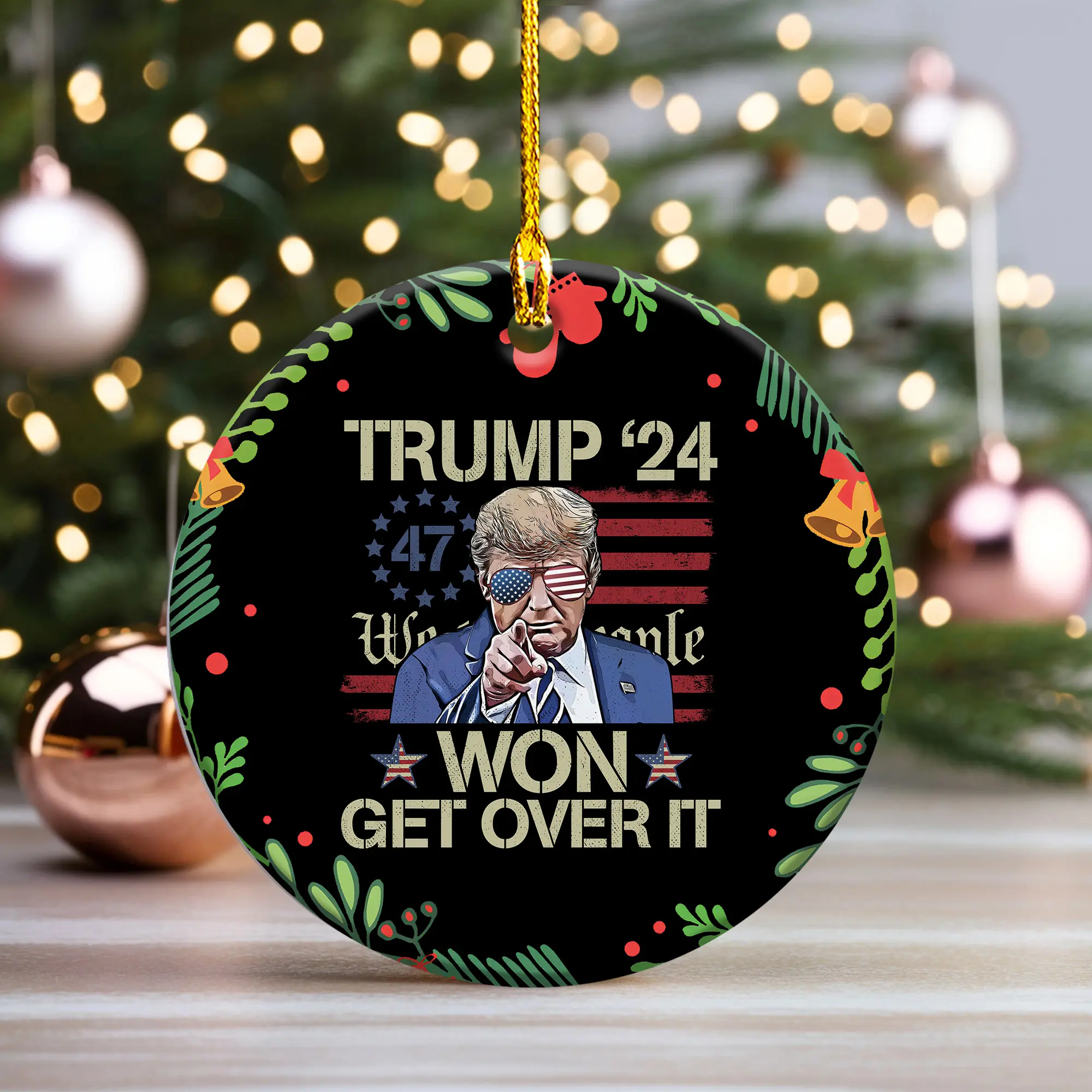 Trump 45 47Th President Usa Flag, Trump Christmas Ornament, 2024 Election Republican, Trump Won Get Over It, Christmas Tree Ornament, Xmas Decor, Party Supplies
