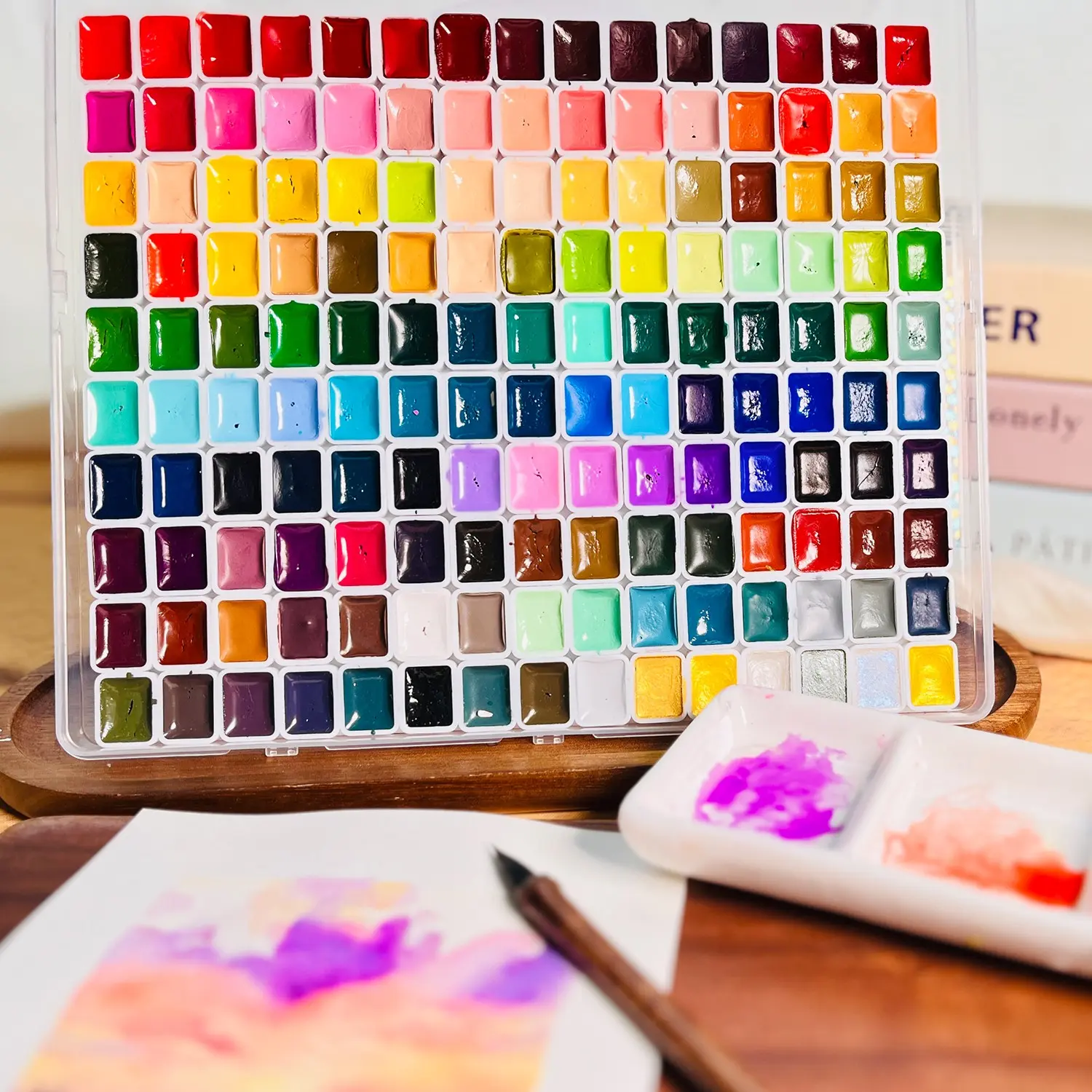 150 Vibrant Pearlescent Watercolor Pigments, Portable Metal Solid Paint Set, Watercolor Painting Supplies, Artist Supplies, Art Materials, Designed for Painting, Nail Art and Various DIY Crafts