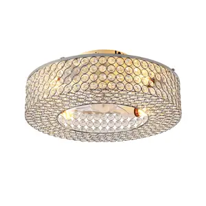 ARCH 19.6-in Crystal Flush Mount Ceiling Fan with Remote, 6-Speed DC Reversible Motor, Chandelier Fan with Ceiling Lights for Indoor Lighting in Living Room, Bedroom - Bulb Not Included