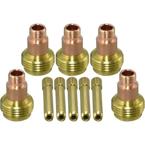 RIVERWELD TIG Gas Lens Stubby Collet Body 45V26S TIG Short Wedge Collet 4C332GS 3/32'' 2.4mm Kit for DB SR WP 17 18 26 TIG Welding Torch 10pcs