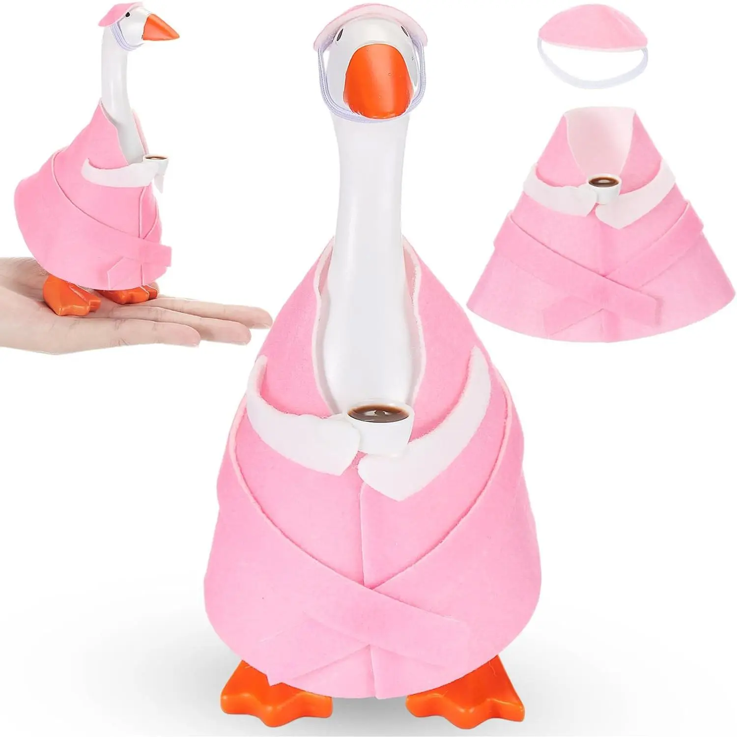 7" Desk Goose Outfit Tired Granny Mamma Robe Outfit Mini Desk Geese Cloth Cute Costume Geese Figurine