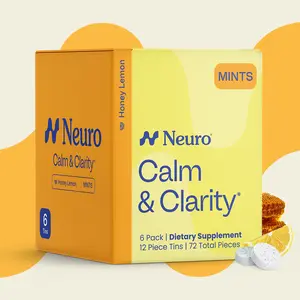 Neuro Honey Lemon Calm & Clarity Mints - Sugar Free with L-theanine, Vitamin D3 & GABA for Relaxation and Focus