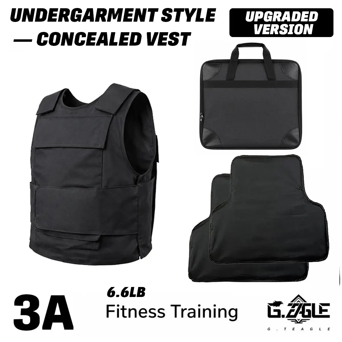 "Outdoor Running Weighted Vest" (can be worn underneath) add two large soft chips (3A) Front and back 10*12 inch plte pockets Adjustable Size, Comfortable, and Breathable