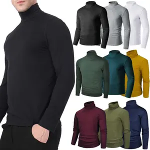 Menswear Soft Turtleneck T-Shirt Long Sleeve Pullover Lightweight Breathable Base Layer Smooth Compression Comfortable Stretchy Tops Fabric Basic Comfy Fitted Streetwear Tshirt Stylish Rayon