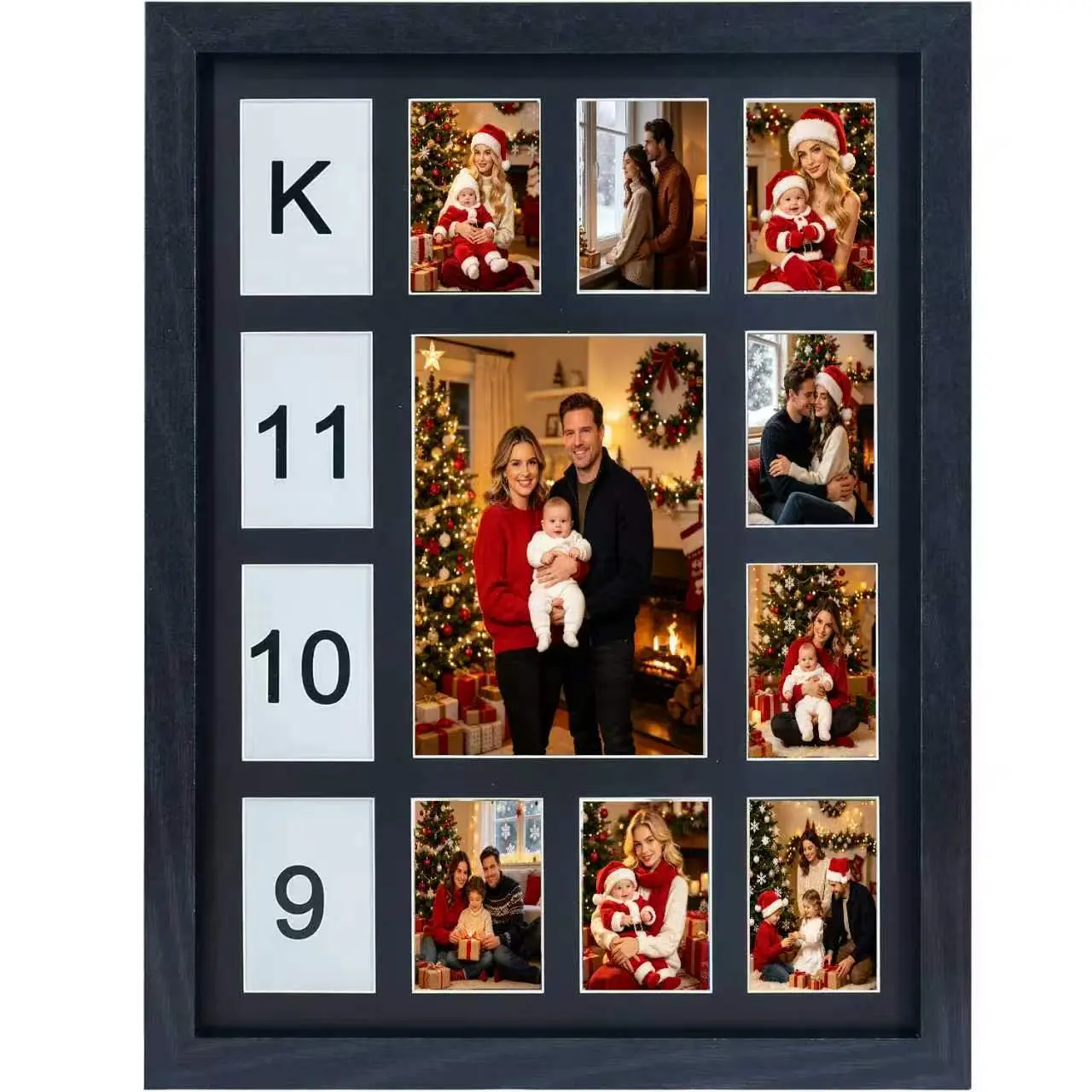 13-Opening White Wooden Collage Picture Frame, Acrylic Photo Display with 12 4x6 Shatterproof Panels, Horizontal-Vertical Wall Mount & Tabletop Use, DIY Gallery Decor for Living Room, Holiday Gift