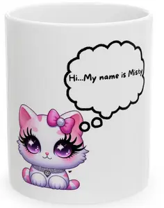 Kawaii Cat Mug – Misty Cute Pink Kitty Coffee Mug 11oz
