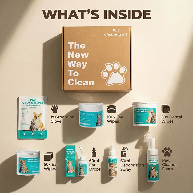 Dog Grooming Cleaning Gift Box Set - Essential Daily Care Kit for First-Time Dog Parents, Includes Glove Wipes & All Needed Cleaning Products, Ideal Birthday Gift for Canines, Cleaning Kit, Paw
