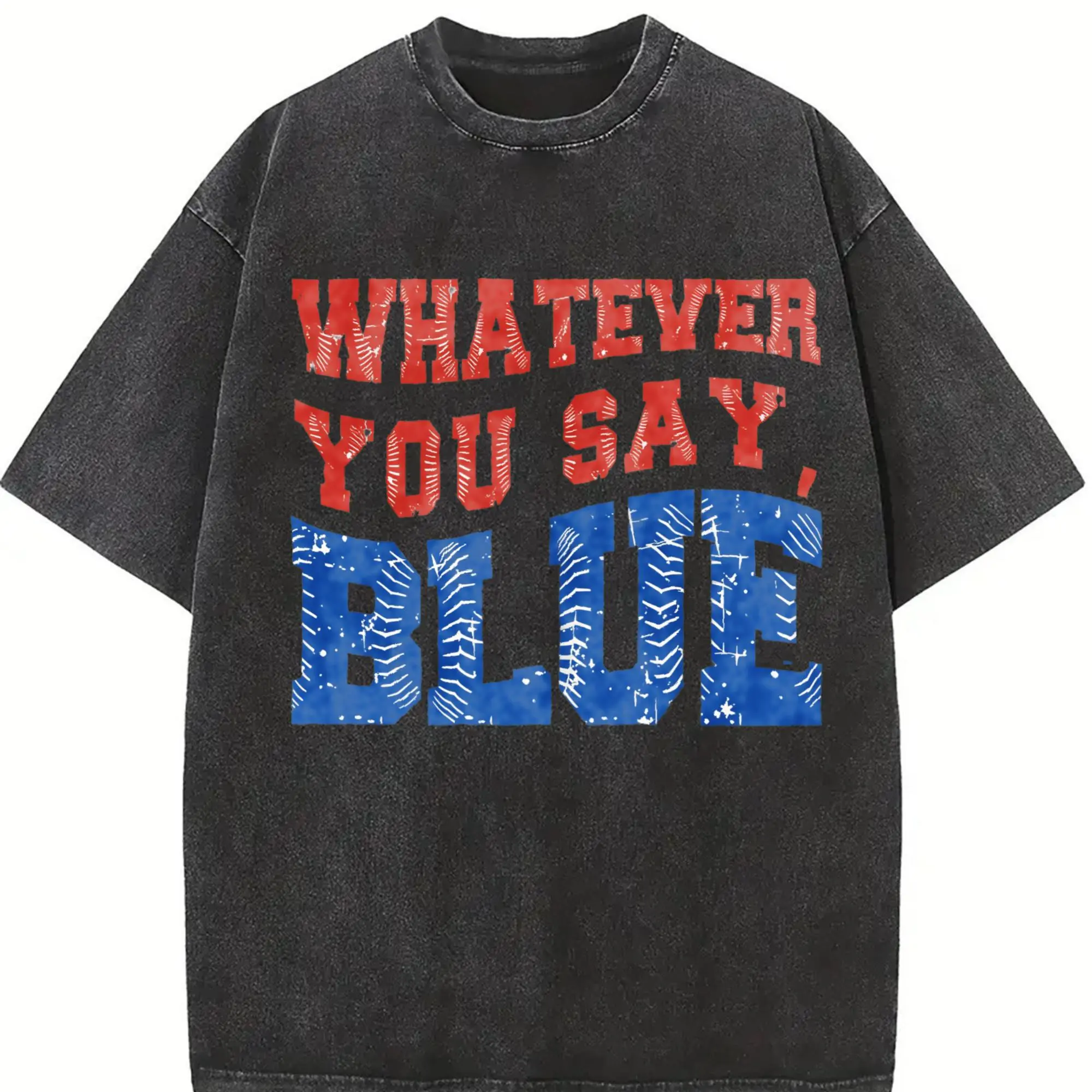 Women's Casual Short-Sleeve Baseball Print Umpire T-Shirt, Unisex Funny "Whatever You Say" Blue Tournament Tee, Ballpark Mom Squad Gift Tops for Summer, Short Sleeves